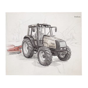 Furrow & Fields Valtra 6750 Pencil Sketch | Throw Blanket Quality Farmers Merch