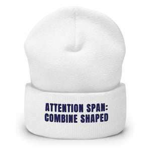Furrow & Fields White Attention Span: Combine Shaped | Cuffed Beanie Quality Farmers Merch