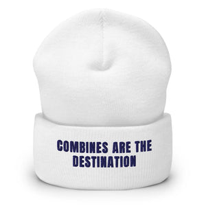 Furrow & Fields White Combines Are the Destination | Cuffed Beanie Quality Farmers Merch