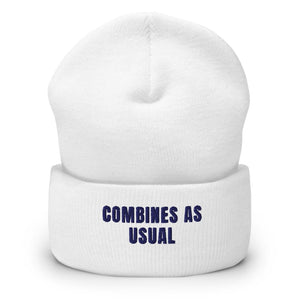 Furrow & Fields White Combines as Usual | Cuffed Beanie Quality Farmers Merch