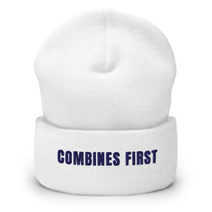 Furrow & Fields White Combines First | Cuffed Beanie Quality Farmers Merch