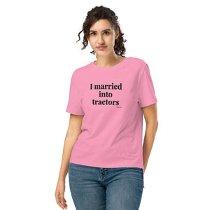 Furrow & Fields Women's T-shirt Bubble Pink / S I Married Into Tractors | Women's Premium T-shirt Quality Farmers Merch