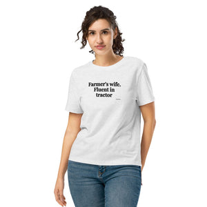Furrow & Fields Women's T-shirt Cool Heather Grey / S Farmer’s Wife: Fluent in Tractor | Women's Premium T-shirt Quality Farmers Merch