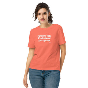 Furrow & Fields Women's T-shirt Fiesta / S Farmer’s Wife: Professional Gate Opener | Women's Premium T-shirt Quality Farmers Merch