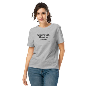 Furrow & Fields Women's T-shirt Heather Grey / S Farmer’s Wife: Fluent in Tractor | Women's Premium T-shirt Quality Farmers Merch