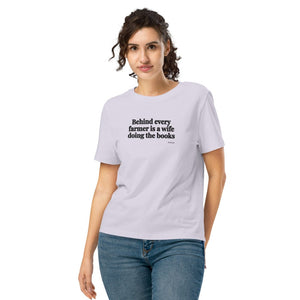 Furrow & Fields Women's T-shirt Lavender / S Behind Every Farmer Is a Wife Doing the Books | Women's Premium T-shirt Quality Farmers Merch