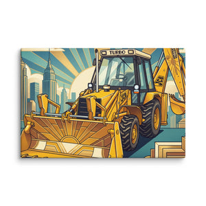 JCB 12″×18″ JCB 3CX TURBO | Art Deco Canvas Quality Farmers Merch