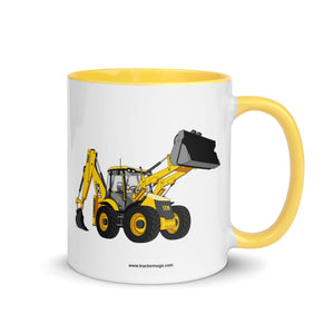 JCB Yellow / 11 oz JCB 5CX Backhoe | Mug with Color Inside Quality Farmers Merch