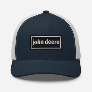 John Deere Navy/ White Oasis Style Retro John Deere | Trucker Cap Quality Farmers Merch