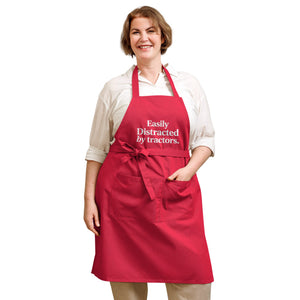 The Tractor Mugs Store Red 'Easily Distracted by Tractors' | Organic Cotton Apron Quality Farmers Merch