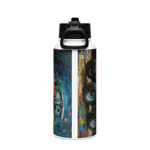 The Tractor Mugs Store SAME Explorer 105 (Stage V) Splash Art | Stainless steel water bottle with a straw lid Quality Farmers Merch