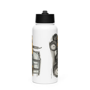 The Tractor Mugs Store Renault 65-32 MX Pencil Sketch | Stainless steel water bottle with a straw lid Quality Farmers Merch