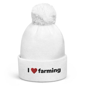 The Farmers Mugs Store I Love farming Pom Pom Beanie Quality Farmers Merch