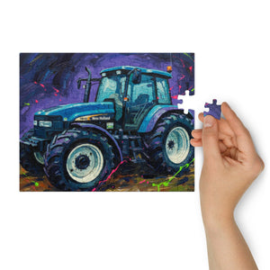 The Tractor Mugs Store 10″×8″ (110 pcs) New Holland TM 140 Splash Art Canvas | Jigsaw Puzzle Quality Farmers Merch
