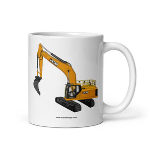 The Tractor Mugs Store 11 oz JCB 370 LC | White glossy mug Quality Farmers Merch