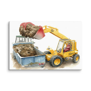 The Tractor Mugs Store 12″×18″ JCB Loadall 520 | Watercolour Canvas Quality Farmers Merch