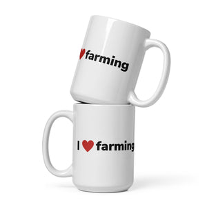 The Tractor Mugs Store 15 oz I Love Farming | White Glossy Mug Quality Farmers Merch