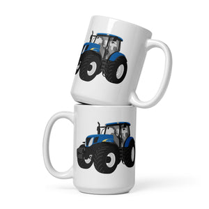 The Tractor Mugs Store 15 oz New Holland 7040 | White glossy mug Quality Farmers Merch