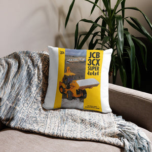 The Tractor Mugs Store 18″×18″ JCB 3CX 4x4x4 Brochure | Pillow Case Quality Farmers Merch