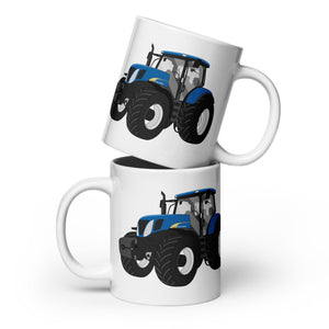 The Tractor Mugs Store 20 oz New Holland 7040 | White glossy mug Quality Farmers Merch