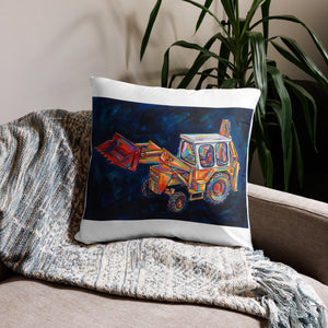 The Tractor Mugs Store 22″×22″ JCB 3C II | Splash Art Pillow Case Quality Farmers Merch