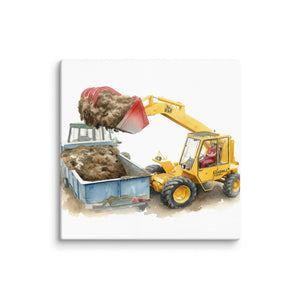 The Tractor Mugs Store 26″×26″ JCB Loadall 520 | Watercolour Canvas Quality Farmers Merch