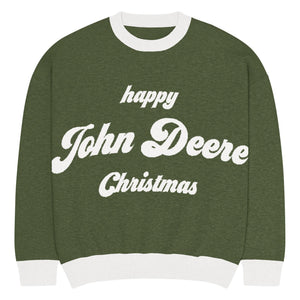 The Tractor Mugs Store 2XL Happy John Deere Christmas Jumper | Relaxed fit knitted crew neck sweater Quality Farmers Merch
