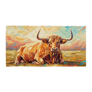 The Tractor Mugs Store 30″×60″ English Longhorn Splash Art | Towel Quality Farmers Merch