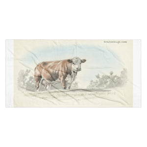 The Tractor Mugs Store 36″×72″ Hereford Cow Pencil Sketch | Towel Quality Farmers Merch