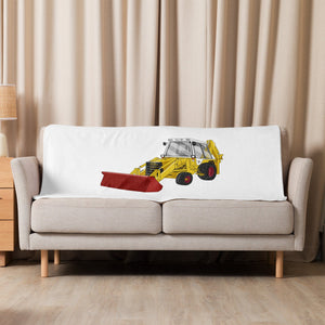 The Tractor Mugs Store 37″×57″ JCB 3CX White Cabin 2WD | Sherpa blanket Quality Farmers Merch
