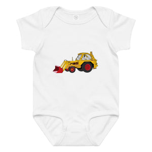 The Tractor Mugs Store 6M JCB 3 Backhoe | Baby jersey bodysuit Quality Farmers Merch