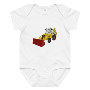 The Tractor Mugs Store 6M JCB 3CX White Cabin 2WD | Baby jersey bodysuit Quality Farmers Merch