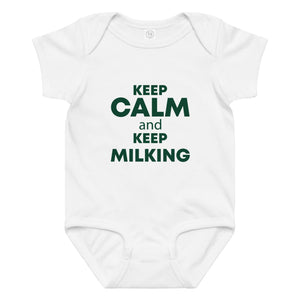 The Tractor Mugs Store 6M KEEP CALM and KEEP MILKING | Baby jersey bodysuit Quality Farmers Merch
