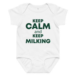 The Tractor Mugs Store 6M KEEP CALM and KEEP MILKING | Baby jersey bodysuit Quality Farmers Merch