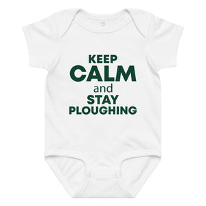 The Tractor Mugs Store 6M KEEP CALM and STAY PLOUGHING | Baby jersey bodysuit Quality Farmers Merch