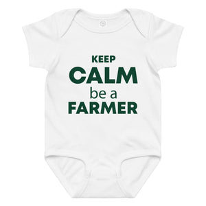 The Tractor Mugs Store 6M Keep Calm. Be a Farmer | Baby jersey bodysuit Quality Farmers Merch