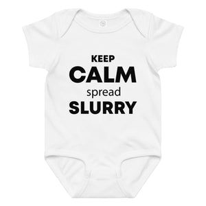 The Tractor Mugs Store 6M KEEP CALM spread SLURRY | Baby jersey bodysuit Quality Farmers Merch