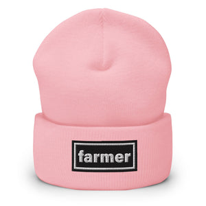 The Tractor Mugs Store Baby Pink OASIS Style 'farmer' | Cuffed Beanie Quality Farmers Merch
