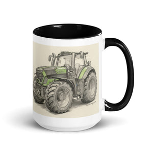 The Tractor Mugs Store Black / 15 oz Deutz-Fahr 9340 Pencil Sketch | Mug with Color Inside Quality Farmers Merch