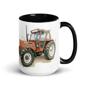 The Tractor Mugs Store Black / 15 oz FIAT 110-90 DT Watercolor | Mug with Color Inside Quality Farmers Merch