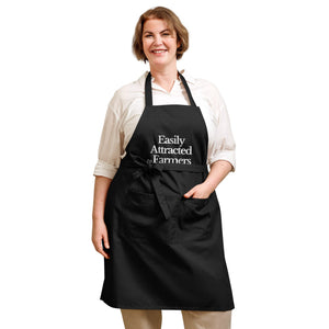 The Tractor Mugs Store Black 'Easilt Attracted to Farmers' | Organic Cotton Apron Quality Farmers Merch