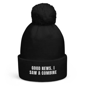 The Tractor Mugs Store Black Good News. I Saw A Combine | Pom-Pom Beanie Quality Farmers Merch