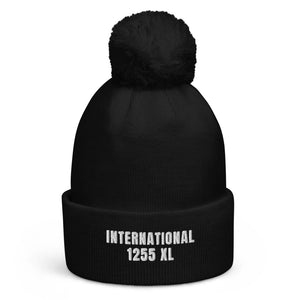 The Tractor Mugs Store Black International 1255 XL | Pom-Pom Beanie Quality Farmers Merch