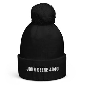 The Tractor Mugs Store Black John Deere 4040 | Pom-Pom Beanie Quality Farmers Merch