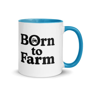 The Tractor Mugs Store Blue / 11 oz Born to Farm | Mug with Color Inside Quality Farmers Merch
