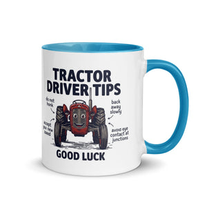 The Tractor Mugs Store Blue / 11 oz Tractor Driving Tips | Mug with Color Inside Quality Farmers Merch