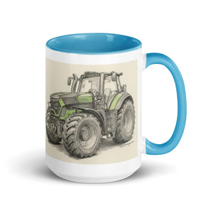 The Tractor Mugs Store Blue / 15 oz Deutz-Fahr 9340 Pencil Sketch | Mug with Color Inside Quality Farmers Merch