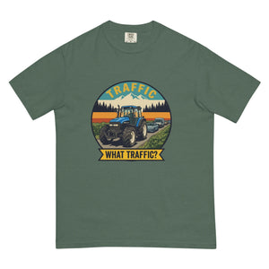 The Tractor Mugs Store Blue Spruce / S New Holland TM 135 TRAFFIC WHAT TRAFFIC? Outdoor | Unisex Premium T-shirt Quality Farmers Merch