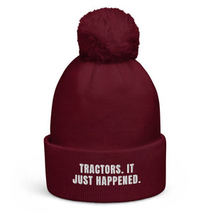 The Tractor Mugs Store Burgundy Tractors. It Just Happened. | Pom-Pom Beanie Quality Farmers Merch
