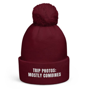 The Tractor Mugs Store Burgundy Trip Photos: Mostly Combines | Pom-Pom Beanie Quality Farmers Merch